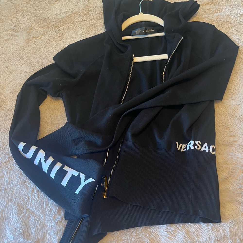 Versace Black Hoodie with White Lettering